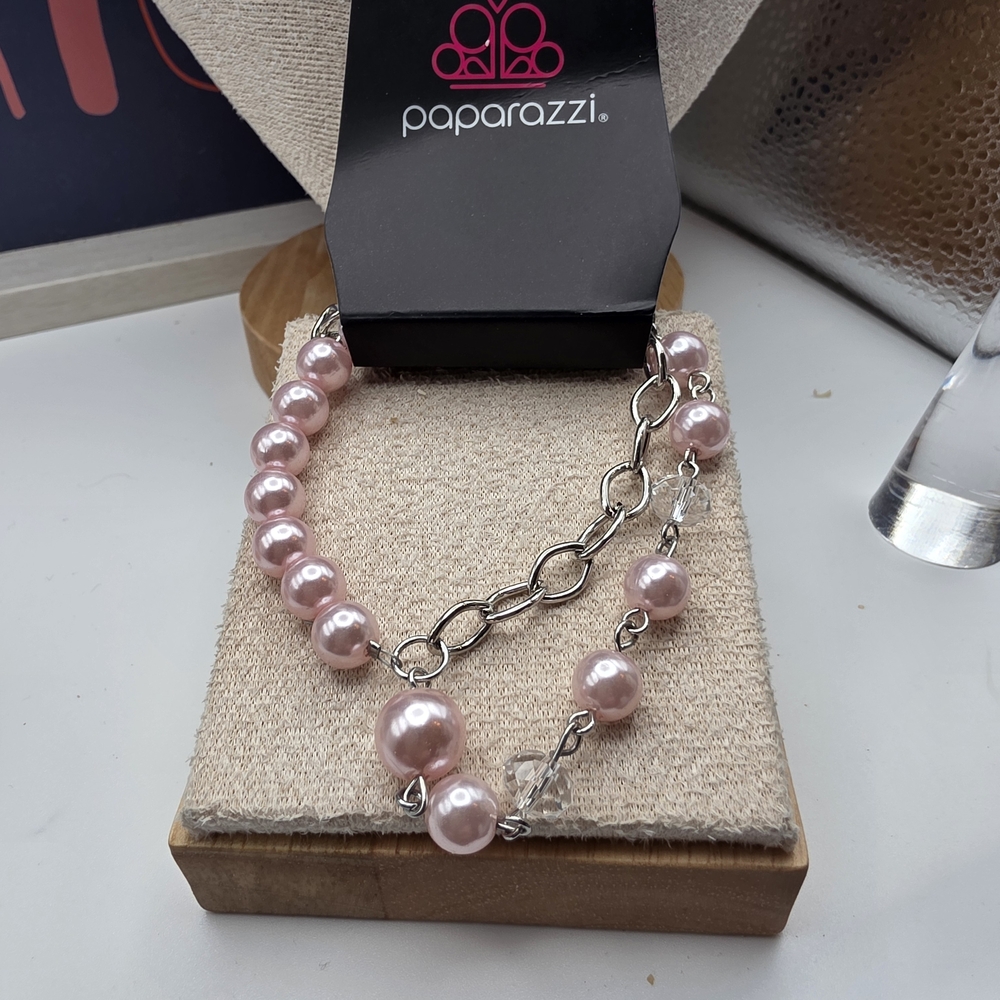 Paparazzi Blush Pearl and Silver Bracelet (903)